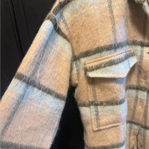Plaid Tan and Gray Women's Jacket - Picture 3 of 7